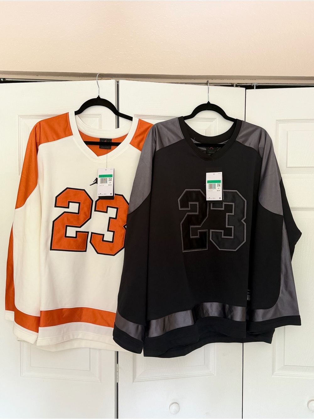 Jordan 23 Hockey-Style Jerseys – White & Orange and Black & Gray